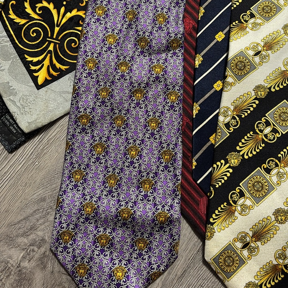 Versace Purple and Gold Patterned Tie